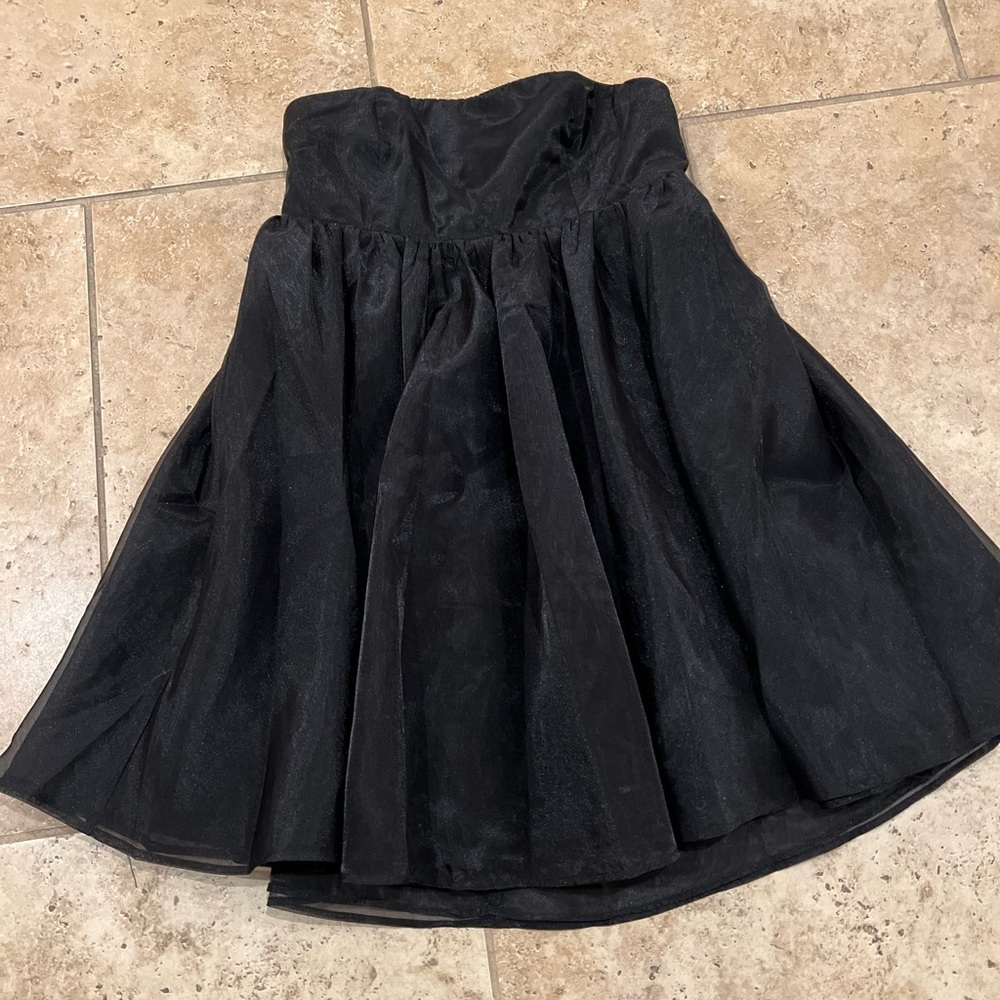 shimmery strapless babydoll dress